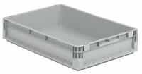 SSI SCHAEFER Straight Wall Tote: 6.1 gal, 24 in x 16 in x 5 in, Stacking Capable, 4 1/2 in Inside Ht (MPN ELB6120.GY1). Key specifications — Material: Plastic; Stackable: Stacking Capable; Brand: SSI SCHAEFER.