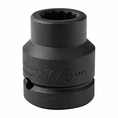 PROTO Impact Socket: 1 in Drive Size, SAE, 1 in Socket Size, 12-Point, Std - 1" Drive Impact Sockets