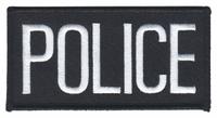 HEROS PRIDE Embroidered Patch: Police, 4 in x 2 in, Black/White, Plastic, Sew-On, Chest (MPN 5717). Key specifications — attr1074238: Sew-On; attr188498: 4 in x 2 in; attr188499: White; attr188500: Plastic; attr188503: Police; attr193746: HEROS PRIDE.