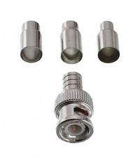 GEM BY TRIPLETT Coaxial Connector: Male, Connector, Silver, Crimp-On, RG-59/RG-6, BNC, 10 PK (MPN 301-00TP). Key specifications — attr930438: Connector; attr930422: GEM BY TRIPLETT; attr930423: Silver; attr930429: Nickel-Plated; attr930430: Male.