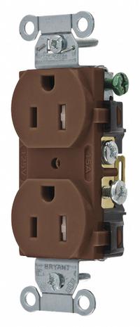BRYANT Receptacle: Duplex, 5-15, Brown, 125V AC, 15 A, 2 Pole / 3 Wire (MPN CBRS15WR)