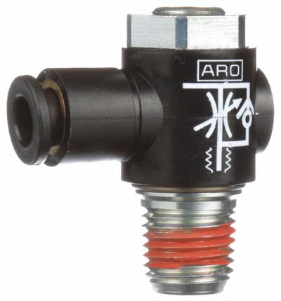ARO Cylinder Port Flow Control Valve: Elbow Fitting, Screwdriver Slot/Thumb Screw - Elbow-Style Speed Control Valves