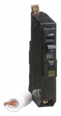 SQUARE D Miniature Circuit Breaker: 20 A, 120V AC, Single Phase, 10kA at 120V AC, 1 Poles (MPN QOB120EPD). Key specifications — Phase: Single; Amps: 20 A; AC Voltage Rating: 120V AC; Max. AIR Rating: 10kA at 120V AC; For Use With: QO Load Centers and NQ Panelboards; Brand: SQUARE D.