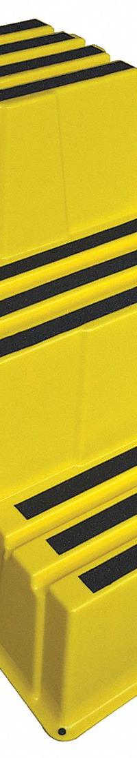 APPROVED VENDOR Step Stool: 3 Steps, 2.4 ft Overall Ht, 500 lb Load Cap, Plastic, 2.4 ft Standing Ht (MPN 44ZJ63). Key specifications — Brand: APPROVED VENDOR; Color: Yellow; Includes: Replacement Foot Pads.