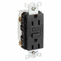 HUBBELL GFCI Receptacle: Duplex, 5-15, Black, GFCI, 125V AC, 15 A, 2 Pole / 3 Wire (MPN GFRWR15BLK)
