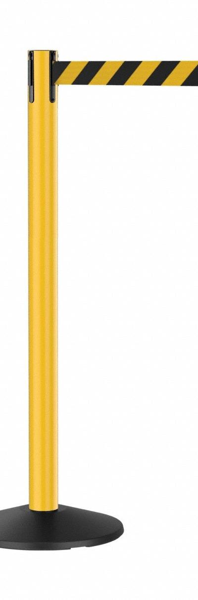 RETRACTA-BELT Barrier Post with Belt: Black/Yellow - Pattern Retractable Belt Post Barriers