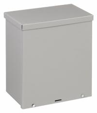WIEGMANN Enclosure: Steel, 12 in x 10 in x 6 in, 3R, Solid Cover, Screw On, Included, Painted (MPN RSC101206). Key specifications — Brand: WIEGMANN; Closure Method: Padlock Hasp; Knockouts: Included.
