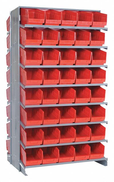 QUANTUM STORAGE SYSTEMS Pick Rack: 36 in x 24 in x 60 in, 2 Usable Sides, 16 Shelves, 144 Bins - Metal Stationary Pick Racks with Open-Front Bins