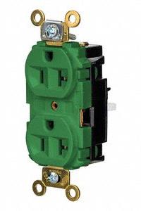 HUBBELL Receptacle: Duplex, 5-20, Green, 125V AC, 20 A, 2 Pole / 3 Wire (MPN HBL5362STGN)