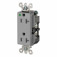 LEVITON Plugs and Receptacles: Hospital Grade, Duplex, 5-20R, Gray, 125V AC, 20 A, 2 Pole / 3 Wire (MPN 16362-SGG)