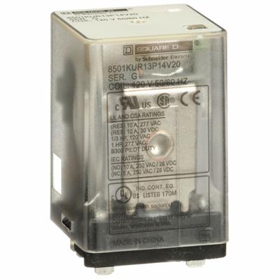 SCHNEIDER General Purpose Relay: Socket Mounted, 10 A Current Rating, 120V AC, 3PDT - Socket-Mounted Relays