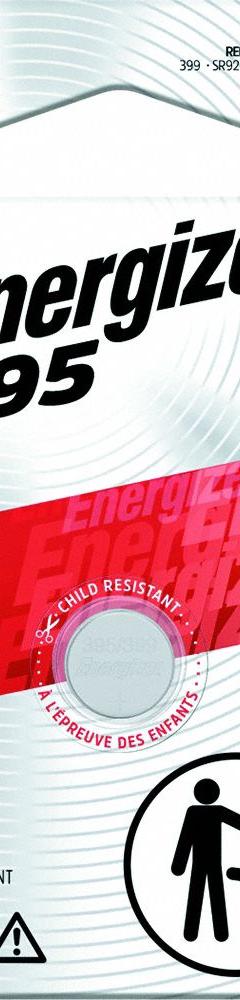 ENERGIZER Button Cell Battery: 395 Battery Size, Silver Oxide, 50 mAh Capacity, 1.5V DC, 0.106 in Dp (MPN 395BPZ). Key specifications — Voltage - Batteries: 1.5V DC; Battery Chemistry: Silver Oxide; Product Type: Button Cell Battery; Battery Size: 395; Brand: ENERGIZER; Voltage - Subhead: 1.5V DC.
