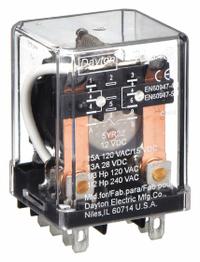DAYTON General Purpose Relay: Socket Mounted, 10 A Current Rating, 12V DC, DPDT, 8 Pins/Terminals (MPN 5YR32). Key specifications — Brand: DAYTON; Base Type: Square; Mounting Style: Plug-In; Manufacturer Part Number: 5YR32; Series: C Series.