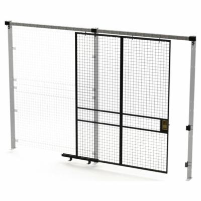 HUSKY RACK & WIRE Slide Door: 8 ft H x 6 ft W x 1 3/4 in D, Black - Husky Rack & Wire Quick-Assemble Woven-Wire Partition Components