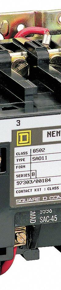 SQUARE D NEMA Magnetic Contactor: Non-Reversing, 3 Poles, NEMA Size 4, 135 A, 208V AC (MPN 8502SFO2V08). Key specifications — Brand: SQUARE D.