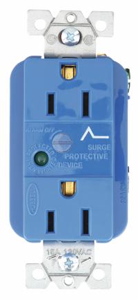 BRYANT Receptacle: Duplex, 5-15, Blue, 125V AC, 15 A, 2 Pole / 3 Wire (MPN SP52A)