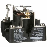 SCHNEIDER Open Power Relay: Surface Mounted, 30 A Current Rating, 120V AC, SPDT, 5 Pins/Terminals (MPN 8501CO15V20). Key specifications — Brand: SCHNEIDER; Base Type: Square; Mounting Style: Through Panel; Electrical Connection: Screw Clamp; Manufacturer Part Number: 8501CO15V20; Series: 8501C Series.