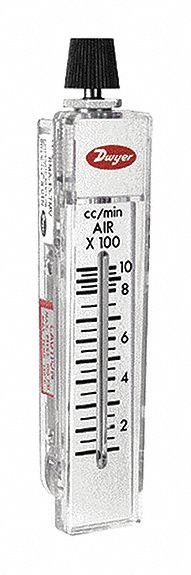 DWYER Flowmeter: Variable Area Flowmeter, Variable Area, Panel Mount, Vertical, Gallons, 130°F, FNPT (MPN RMC-144-SSV). Key specifications — O-Ring Material: Buna-N; Includes Flow Rate Adjustment Knob: Yes; Mounting Orientation: Vertical; Unit Of Measure: Gallons; Brand: DWYER; Accuracy: +/-2%.