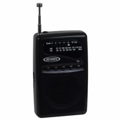 JENSEN Radio: Black, Battery, AM/FM Receiver/Rechargeable Battery/Rotary Telescopic Antenna - Portable Radios