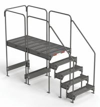 EGA Work Platform: 3.8 ft Platform Ht - Max, 34.6 in x 76.8 in, Steel, 500 lb Load Capacity (MPN CW5-45-5-6). Key specifications — Folding: Not Foldable; Mobility: Stationary; Use Location: Indoor; Brand: EGA; Color: Gray; Exit Direction: Forward; Height Adjustability: Adjustable Height; Includes Handrails: Handrails Included.