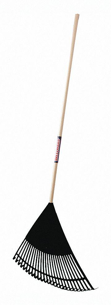 WESTWARD Lawn Rake: Poly Head, Polypropylene Head, Wood Handle - Standard Leaf Rakes