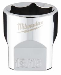 MILWAUKEE Standard Socket: SAE, 3/8 in Drive Size, 13/16 in Socket Size, 6-Point, Std, Chrome (MPN 45-34-9069). Key specifications — attr1204417: MILWAUKEE; attr1204392: Chrome.
