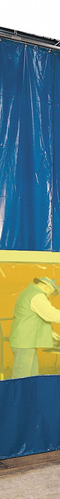 STEINER Welding Curtain Wall: Vinyl-Laminated Polyester, 9 ft Ht, 10 ft Wd, Blue/Yellow (MPN AWY09). Key specifications — attr424797: STEINER; attr552354: Vinyl-Laminated Polyester.