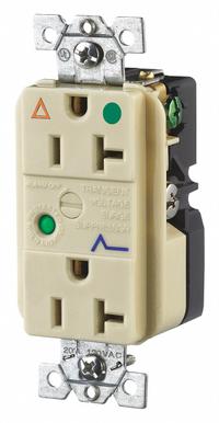 BRYANT Receptacle: Hospital Grade, Duplex, 5-20R, Ivory, 125V AC, 20 A, 2 Pole / 3 Wire (MPN SP83IGIA)