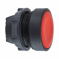 SCHNEIDER Flush Push Button: Red, 22 mm Mounting Size, Non-Metallic, Maintained (MPN ZB5AH04). Key specifications — Brand: SCHNEIDER; Action: Maintained; Series: XB5; Push Button Material Type: Non-Metallic.