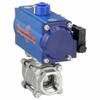 DYNAQUIP CONTROLS Pneumatically Actuated Two-Way Ball Valve: 1 1/2 in, Stainless Steel, FNPT x FNPT (MPN P3S27AJSR07510A). Key specifications — Brand: DYNAQUIP CONTROLS; Pilot Solenoid Voltage: 115V AC.