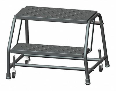 BALLYMORE Step Stool: 1.6 ft Overall Ht, 450 lb Load Cap, 2 Steps, Steel - Rolling Step Stools