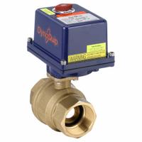 DYNAQUIP CONTROLS Electrically Actuated Two-Way Ball Valve: 2 in, Brass, 12 to 24V AC/DC, Straight (MPN EHH28ATE25H). Key specifications — Included Mounting: ISO 5211 Actuator Mounting Pad; Brand: DYNAQUIP CONTROLS; Stem Material: Nickel-Plated Brass; Actuator Features: Position Indicator.