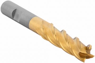 CLEVELAND Square End Mill: Cobalt, TiN Coated, 4 Flute, 7/16" Mill Dia, 1-3/4" LOC - General Purpose Cobalt Square End Mills