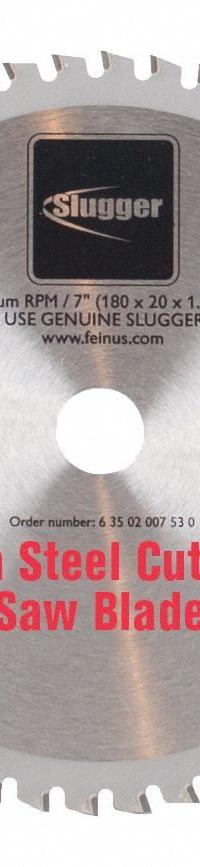 FEIN Circular Saw Blade: 7 1/8 in Blade Dia., 48 Teeth, 0.7 in Cut Wd, 3/4 in Arbor Size, Thin Metal (MPN 63502007530). Key specifications — attr1116119: FEIN; attr1145631: Stainless Steel.