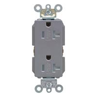 LEVITON Receptacle: Decorator Duplex, 5-20, Gray, 125V AC, 20 A, 2 Pole / 3 Wire (MPN TDR20-GY)