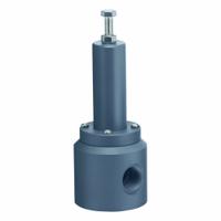 PLAST-O-MATIC Adjustable Back Pressure Relief Valve: PVC, FKM, 1/2 in x 1/2 in, FNPT x FNPT (MPN RVT050V-PV). Key specifications — Brand: PLAST-O-MATIC.