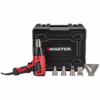 MASTER APPLIANCE Heat Gun Kit: Pistol-Grip, 120V AC, Two-Prong, LCD Display, 13 A Current (MPN PH-1400A-00-K). Key specifications — attr1324916: (1) 35016 Spreader Attachment; (1) 35017 Shrink Tubing Attachment; (1) 35292 Specialty Connector Attachment; (1) 35293 Reducer Attachment; (1) 35351 Storage and Carrying Case; (1) 35294 Pinpoint Reducer Attachment; (1) Proheat 1400A Professional Heat Gun; attr1257106: Two-Prong.