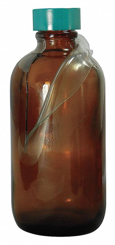 QORPAK Sampling Bottle: 960 mL, Amber, 33-400, Urea, 12, Polyethylene/PTFE - Safety Coated Narrow Mouth Round Glass Lab Bottles