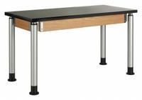 Table: 24 in Overall Wd, 41 in Overall Ht, 4 ft Overall Lg, ChemGuard, 500 lb Load Capacity, Black (MPN P8102BK). Key specifications — Brand: DIVERSIFIED SPACES; Countertop Material: ChemGuard; Height Range: 26-1/4 in to 41 in.