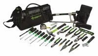 GREENLEE Electricians Tool Kit: 26 Total Pcs, Tool Bag, 20 or more Pieces Range (MPN 0159-28MULTI). Key specifications — attr646319: Sockets Not Included; attr548984: (1) Voltage Detector; attr548989: (1) Specialty Pliers; attr646318: SAE; attr548987: None; attr548988: (1) Adjustable Wrench; attr548990: (1) Knife; attr552361: None.