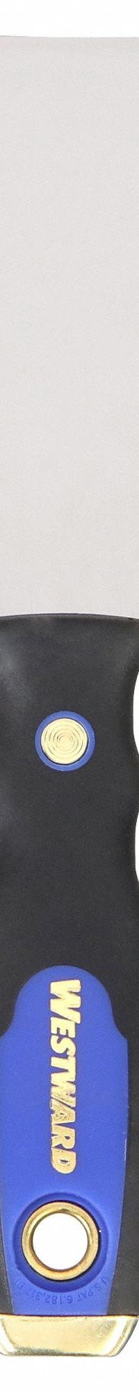 WESTWARD Putty Knife: Bld. Mat. Carbon Steel, Hdl. Mat. Plastic/Rubber/Steel, Stiff, 9 in Overall Lg (MPN 1UKE9). Key specifications — attr1004902: WESTWARD; attr1012057: Full; attr1014703: Rubberized; attr1017570: Hammer End; attr1029655: Straight; attr1034073: Straight.