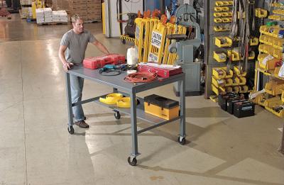 JAMCO Workbench: Fixed Ht, Steel, 60 in x 30 in, 1,400 lb Overall Load Capacity - Mobile Workbenches with Lower Shelves