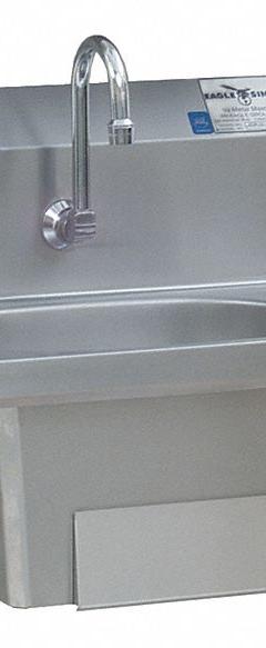 EAGLE GROUP Hand Sink: 1 Stations, 6 3/4 in Bowl Dp, 13 1/2 in Bowl Lg, 9 3/4 in Bowl Wd, 20 ga (MPN HSA-10-FKP). Key specifications — Includes Side Splash: Side Splash Not Included; Series: HSA; Brand: EAGLE GROUP.