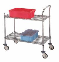 APPROVED VENDOR Wire Shelf Utility Cart: 500 lb, 2 Shelf, 36 in L x 18 in W x 37 in H Dim, Silver (MPN U2-1836C-RP). Key specifications — Shelf Orientation: Flat; Caster/Wheel Configuration: (4) Swivel; Finish: Chrome; Brand: APPROVED VENDOR.