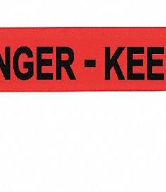 BANNER STAKES Retractable Belt Head: Red, 42 in Overall Ht, 15 ft Belt Lg, 2 1/2 in Belt Wd (MPN PL4048). Key specifications — attr193628: BANNER STAKES; attr983760: No Pattern; attr983762: Danger Keep Out; attr981605: 15 ft Retractable Belt.