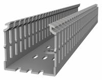 Wiring Duct: 2 in Nom Wd, 3.5 in Slot Ht, 4 in Nom Ht, 0.2 in Slot Wd, PVC, 72 in Lg, Gray (MPN TYD2X4NPG6). Key specifications — Material (Duct, Divider, Covers): PVC; Item [MERCH]: Flush Cover Wiring Duct; Brand: THOMAS & BETTS; Wall Type: Narrow Slot; Mounting Style (Ducts): Screw Mount; Color (Duct, Cover): Gray; Compatable Cover Style: Snap-On; Type: Wiring Duct Base.