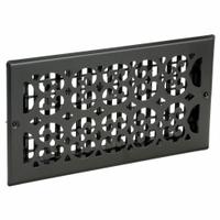 Sidewall/Ceiling Register: Wall, 13 1/2 in H, 7 1/2 in W, Decorative, Textured, Black, Steel Grille (MPN ST612W). Key specifications — Adjustable Blades: No; Brand: DECOR GRATES; Airflow Directions: One-Way; Grille Color: Black.