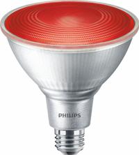 PHILIPS Compact LED Bulb: LED, PAR38, Medium Screw (E26), 13.5 W Watt, 1,215 lm Light Output (MPN 13.5PAR38/PER/RED/G/E26/ND/ULW 3/1PF). Key specifications — Bulb Finish: Frosted; Shatter-Resistant: No; Brand: PHILIPS; Voltage: 120V AC; Bulb Shape: PAR38.