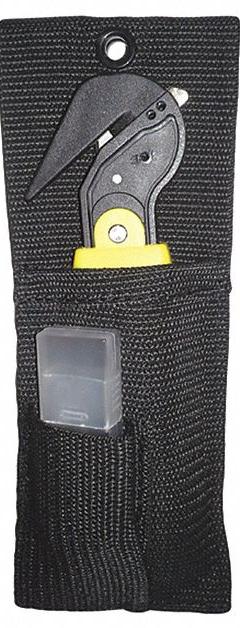 SWIFT SAFETY CUTTER Tool Holster: For 1 3/4 in Belt Wd - Max, 2 Pockets, Black (MPN CT-HOL). Key specifications — Closure Type: Open Top; Attachment: Belt Slot; Color: Black; Brand: SWIFT SAFETY CUTTER; For Tool Type: Knives.
