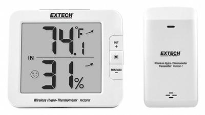 EXTECH Wireless Thermometer: 1%to 99% Humidity Range, Temp - Desk & Wall Mount Meters with Wireless Sensors